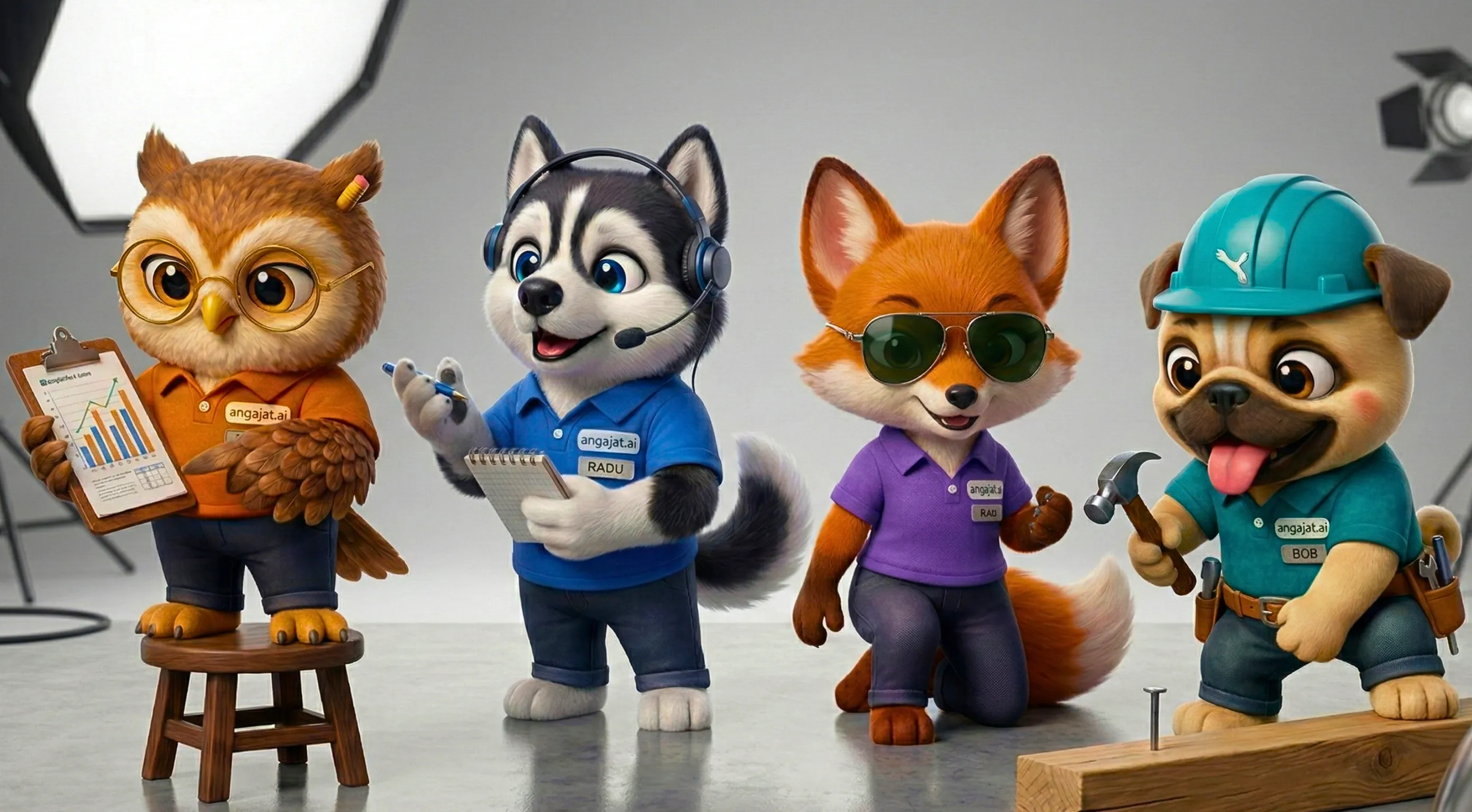 Echipa Angajat.ai — Mattei, Radu, Ana si Bob